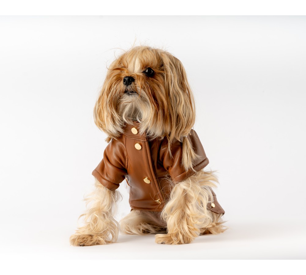 SIRT FERMUARLI DERİ CEKET KAHVERENGİ